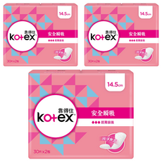 Kotex 靠得住 安全瞬吸護墊 無香, 14.5cm, 60片, 3包