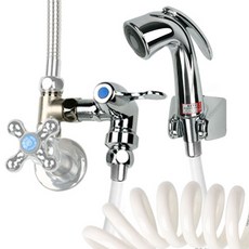 YNET 臥式閥門+馬桶花灑+彈簧軟管白色2.5m, 1套