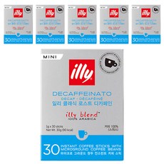 일리 클래식 로스트 디카페인 미니 원두커피스틱, 1g, 30개입, 6개
