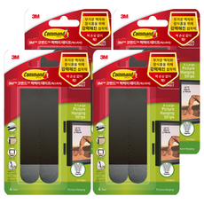 3M Command 無痕 魔鬼氈膠條 特大 4入, 4個, 黑色