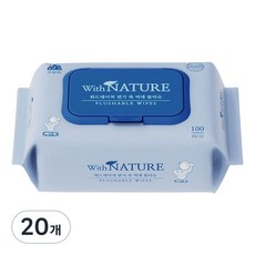 With Nature 可沖式坐浴濕紙巾, 20個, 100張, 70g