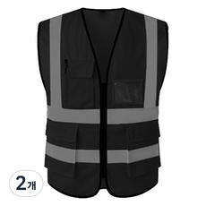 TIS 全網眼口袋型安全背心 工作服 黑色, 2件