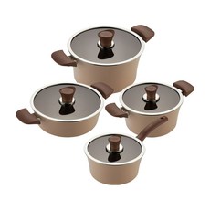 HAPPYCALL EDEN IH鍋4件組, 1組, 杏仁米色, 單柄湯鍋 18cm + 雙耳湯鍋 20cm + 雙耳淺湯鍋 24cm + 雙耳深湯鍋 24cm
