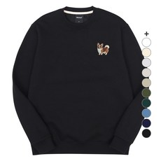 옥스타 남녀공용 스마일리 웰시코기 자수 특양면 맨투맨 4SSP029