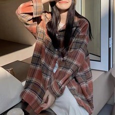 LUNA GIRL 女款 Mephi 寬鬆版型格紋襯衫 L25FST070307