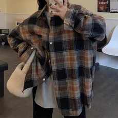 LUNA GIRL 女款 Mefree 寬鬆版格紋襯衫 L25FST070307