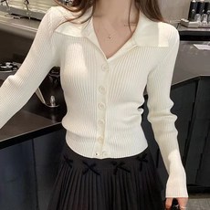 LUNA GIRL 女款 Phoby 修身翻領長袖針織衫 L25FKN070302