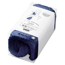 OBORO 津 五倍吸水抗臭專髮擦髮巾, 尺寸33x100cm, 100%棉, 日本製造, 靛藍色, 1條