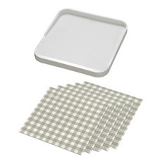 LEYE 防溢迷你砧板套裝 日本製造, 砧板22.5 x 22.5 x 2cm + 防汙紙20 x 20cm, 1組, 白色