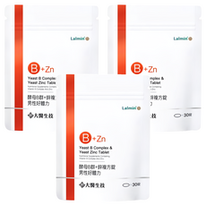 大醫生技 維他命B群 + 酵母鋅複方錠 增強男性體力 高生物利用率, 1g, 30顆, 3包