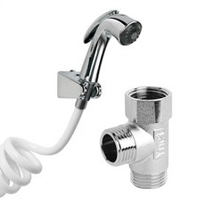 YNET 馬桶噴水器+連接T型連接扣+彈簧軟管 2.5M 白色, 1套