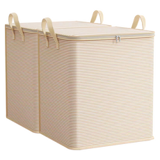 Joyberry 大容量棉被多用途整理箱, 米色, 2個