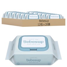 Bebesup 嬰兒用濕紙巾 敏感肌適用, 20張, 12包, 50gsm