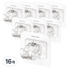 Market Plan 萬用黏貼式貼紙伸縮桿掛鉤支架 6 x 6 cm, 16個, 透明