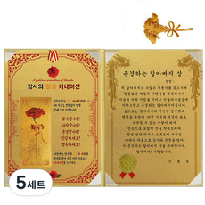황금 카네이션 감사장 + 24K 골드 카네이션 전자파 스티커, 존경하는할아버지상, 5개