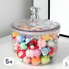 주앤지 다용도 원통형 소품 악세사리 보관함 900ml, 테디베어, 5개