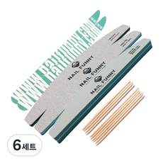 퍼니 네일케어 우드파일 2p + 지브라파일 2종 + 샌딩스펀지 + 우드스틱 10p, 6세트, 혼합색상