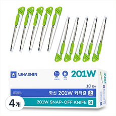 화신 스틸 커터칼 소 9mm KN-201W, 그린, 40개