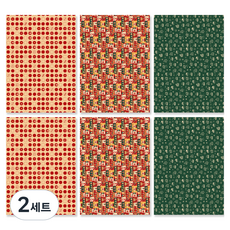 아이엔피 크리스마스 빈티지 포장지세트 50 x 70 cm V02 3종 x 2p 세트, 혼합색상, 2세트