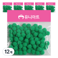 유니아트 1000 퐁퐁 12mm, 초록, 12개