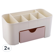덴빌리어 다용도 책상정리 수납함 19 x 9.5 x 10 cm, 핑크, 2개