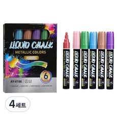 동아피엠에스 메탈릭 윈도우 블랙보드마카 6종세트, 혼합색상, 4세트