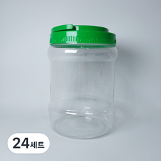 대광구용기 원형 2L + 초록색캡 세트, 24세트, 용기 12p + 캡 12p