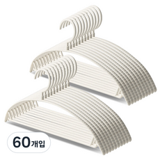 마켓플랜 파스텔 라운드 옷걸이, 아이보리, 60개