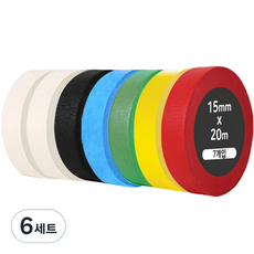 iQIHAN 다다 레인보우 마스킹테이프 7개입 15mm x 20m, 혼합색상, 6세트