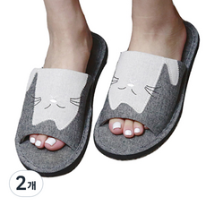 MJ Trading 貓咪布質室內拖鞋, 灰色, 2個