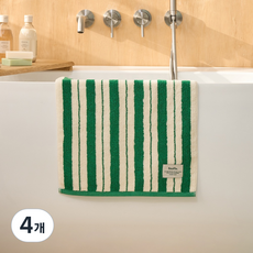 모던하우스 STF 더블 스트라이프 세면타월 190g 40 x 80 cm, 4개, 그린