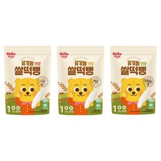 BeBe dang 米餅3入組 韓國生產 100%大米餅乾, 白米口味+花椰菜口味+蘋果口味, 90g, 1組