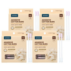 MOTHER-K 黏性棉花棒 Set, 高級純棉紙軸, 含甲殼質, 單獨包裝, 50支, 4盒