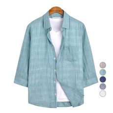 Guystory 男性大尺碼休閒七分袖襯衫