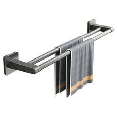 Hanbom Nuri 免鑽孔加寬雙層毛巾架 60cm, 1個, 灰色