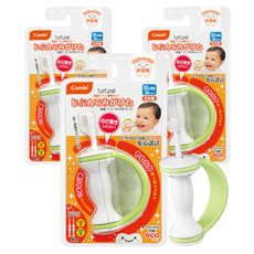Combi 康貝 嬰兒牙刷柄套裝 + 2 級牙刷, 混色, 3組