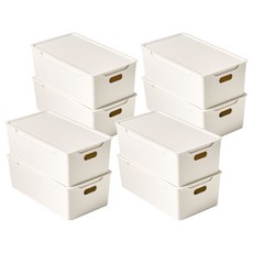 EASY&FREE 舒適生活收納盒, 白色，牛 (31.8 x 17.7 x 11 cm), 8個