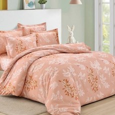 知畫 台灣磨毛單人床包枕套組 XL937S 台灣製造 磨毛親膚 葉片圖案 單人床包, 床包 + 枕套, 單人, 知畫 粉色, 1組