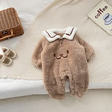 STARDOOR 幼兒用熊熊領刷毛按扣連身衣