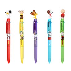 韓國 hM PLUS PEANUTS 史努比 吉祥物 3色圓珠筆 0.5mm*5支, 顏色隨機, 1組