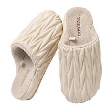 TORGOU 皺褶居家拖鞋 材質人造PU、TPR、毛絨, 38-39, 霜白色, 1雙