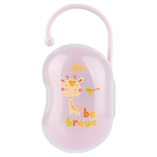 Chicco 可掛式奶嘴收納盒, 不含BPA, 長頸鹿粉, 1個