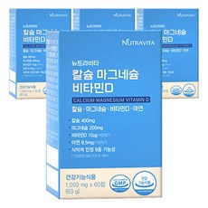 鈣鎂鋅&維他命D複合錠 63g, 60顆, 4個