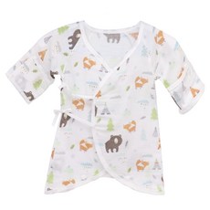 OhBabyLying 包手款 嬰兒服 蝴蝶紗布衣 棕色熊熊 FREE SIZE