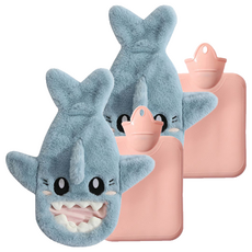 EVER HOUSE 鯊魚暖手袋 藍色 + 保溫熱水袋 1L 套組, 2套