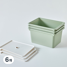 브리다 국내 제조 컬러 다용도 정리 수납박스, 올리브그린, 6개