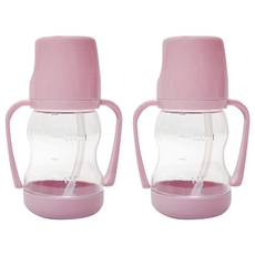 AGAFURA Raon系列Tritan材質防溢吸管學習杯, 250ml, 2個, 粉色