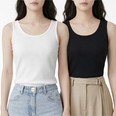 라라온 여성용 U넥 민소매 소프트 와플 슬림 이너 티셔츠 2p TSP2614