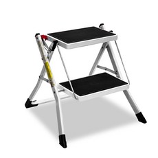 로티홈시스 발판 사다리 2단 화이트블랙, 1개