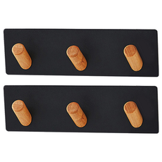 isona 簡約 磁吸式壁掛架/門後掛勾 18.5 x 5.5 x 3.5cm, 黑色, 2個